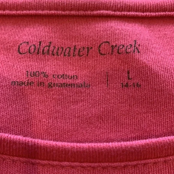 NWOT pink large 14/16 cold water creek cotton tshirt - Picture 3 of 5
